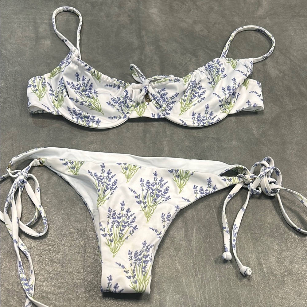 Cousin The Label white with purple flowers bikini